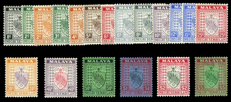 Malayan States - Negri Sembilan #21-35 (SG 21-39) Cat£160, 1935-41 1c-$5, co...