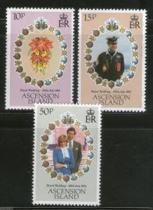 Ascension Islands 1981 Princess Diana & Charles Royal Wedding 3v Set MNH # 537A