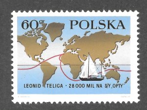 Poland Scott 1658 MNHOG - 1969 Leonid Teliga Voyage Around the World