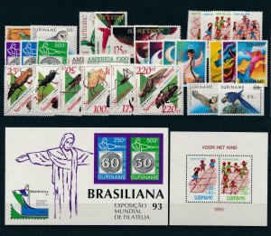 Surinam Suriname 1993 Complete Year Set  MNH