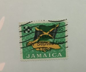 Jamaica 1969  Scott 281 used -  3c,  overprinted, C- Day 8th September 1969