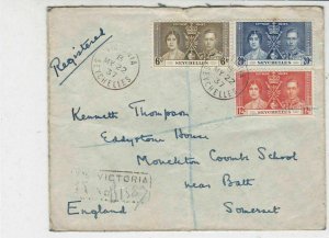 Seychelles 1937 Registered Victoria Cancels Multiple Stamps Cover Ref 33585