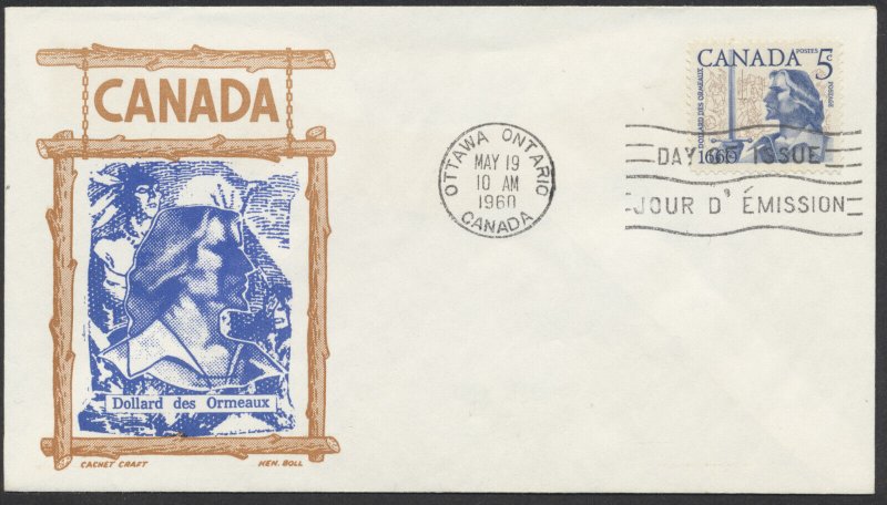 1960 #390 Battle of Long Sault FDC Cachet Craft/Ken Boll Cachet Ottawa