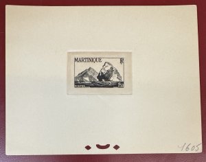 Martinique, 1947, Scott #222, 1.50fr Black Trial Color Proof, Deluxe Sheet, Rare