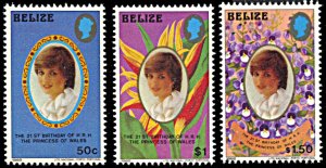 Belize 621-623, MNH, 21st Birthday of Princess Diana