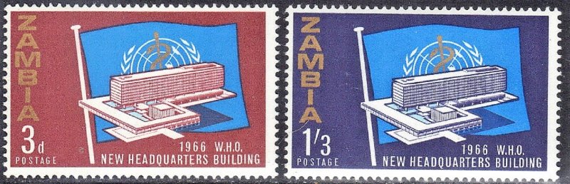 ZAMBIA  #26+27  MH  1966  WHO HEADQUARTERS SEE SCAN