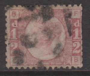 Great Britain 1870 QV 1/2d Dull Rose Sc#58 Plate 10 Pos. FB  Used