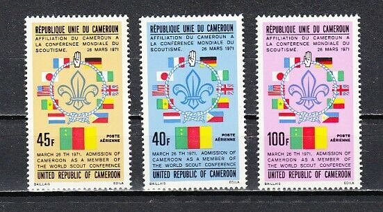 Cameroon, Scott cat. C202-C204. World Scout Conference issue.  LH. ^