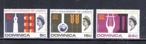 DOMINICA #199-201 1966 UNESCO ISSUE MINT VF NH O.G