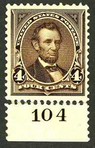 U.S. #254 MINT PL# SINGLE OG LH
