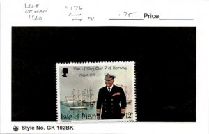 Isle of Man, Postage Stamp, #176 Mint NH, 1980 King Olav, Norway (AD)