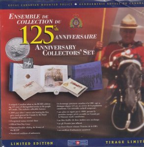 Canada Coin & Stamp Set  RCMP 125 th Anniversary  $ 5,00 Silver coin  T 81 