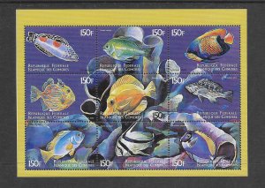 Comoro Island MNH S/S 874 Colorful Fish 9 Stamps