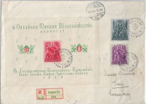 1938 Budapest, Hungary to Kayl, Luxembourg Registered FDC, Szent Istvan (56112)