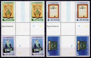 St.Kitts 1985 Sc#169/172 MASONIC LODGE CROSS BLOCKS (2) PERFORATED MNH