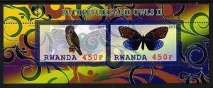 RWANDA - 2011 - Butterflies & Owls #2 - Perf 2v Sheet - MNH - Private Issue