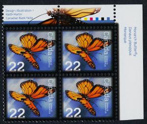 Canada 2708 TR Plate Block MNH Monarch Butterfly