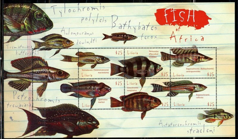 LIBERIA FISH OF AFRICA II SHEET & SOUVENIR SHEET MINT NH