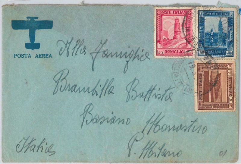 54063 - ITALY COLONIES: SOMALIA - ENVELOPE with postage TRICOLOR 1936-