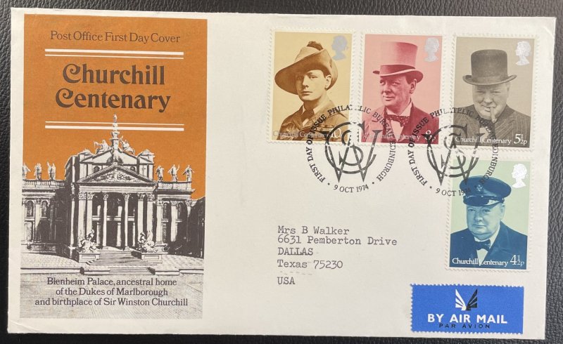 GB #728-731 Used F/VF - First Day Cover - Churchill Centenary 1974 [CVR204]