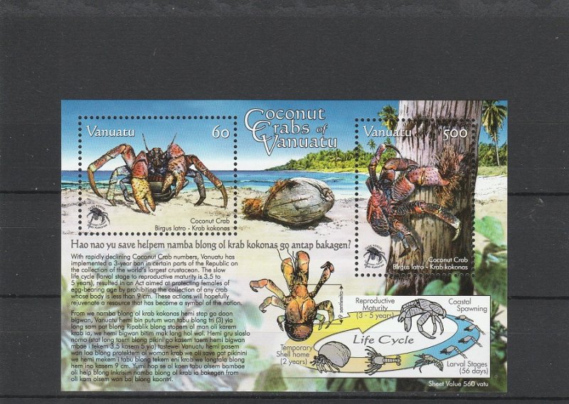 Vanuatu  Scott#  943a  MNH  S/S  (2008 Coconut Crabs)