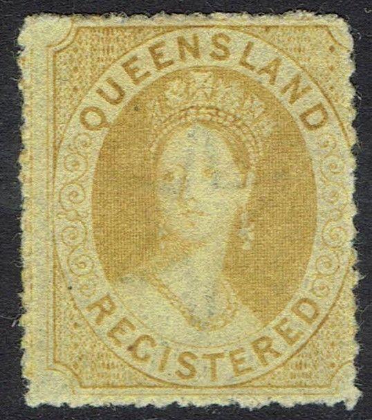 QUEENSLAND 1864 QV CHALON REGISTERED WMK SMALL STAR 