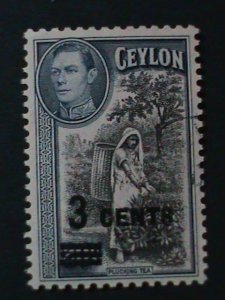 ​CEYLON-1940-SC#290-SURCHARGE-KING GEORGE VI-MLH VF-84 YEARS OLD LAST ONE