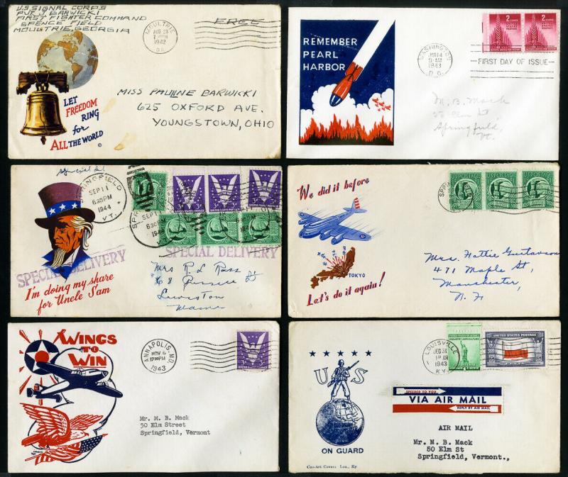 US Collection of 50 WWII Stamp Covers