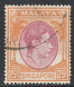 Malaya Singapore Scott 14a - SG25, 1948 George VI 25c Perf 17.1/2 x 18 used