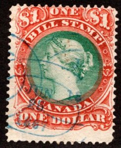 van Dam FB33, $1 red + green centre, Canada, 1865 SECOND Federal Bill Issue