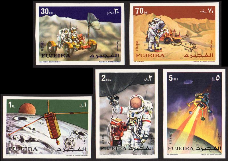 Fujeira Mi #833B-837B set/5 mnh - 1972 space - Apollo 15 - imperf