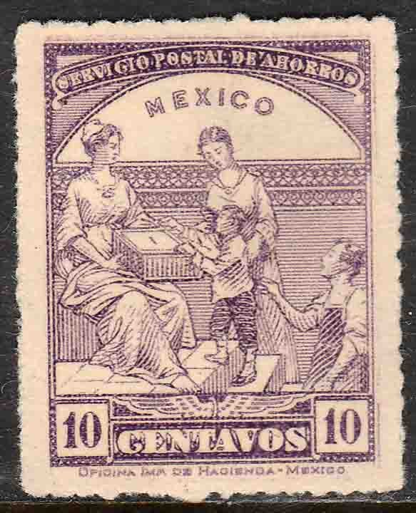 MEXICO 10¢ POSTAL SAVINGS LABEL, 1930's UNUSED. F-VF.