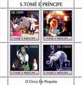 SAO TOME - 2004 - Animals, Peking Circus - Perf 4v Sheet - Mint Never Hinged