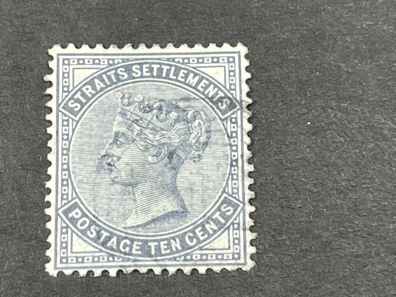 STRAITS SETTLEMENTS # 39--USED----SLATE----SINGLE----1882