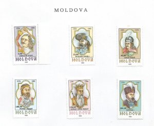 MOLDOVA - 1993 - Princes of Moldova - Perf 6v Set - M L H