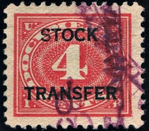 RD3 4¢ Stock Transfer Stamp (1918) Used