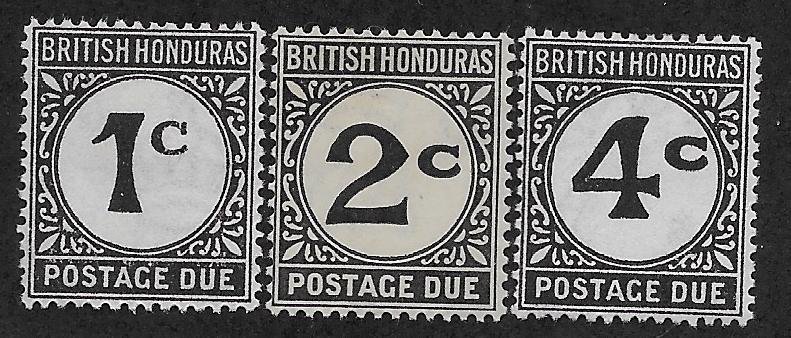 BRITISH HONDURAS SC# J1-3  F/MOG 1923-64