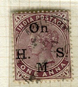 INDIA; 1883-99 early classic QV SERVICE Optd. issue fine used 1a. value