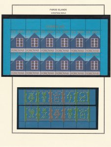 Faroe Islands 1980 & 1981 Christmas Seal Part Sheets, NH