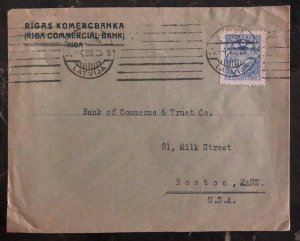 1925 Riga Latvia Commercial Bank Cover To Boston Ma USA