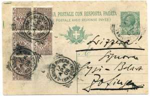 Floral Cent. 1 block of five on Cent postcard. 5 Lions