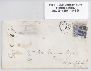 US Scott #114 used on cover