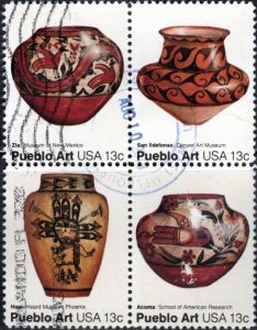 United States 1709a - Used - 13c Pueblo Pottery (1977) (cv $1.20)