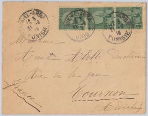 48770  - TUNISIA -  POSTAL HISTORY:  COVER from SOUK-EL-ARBA to FRANCE 1910