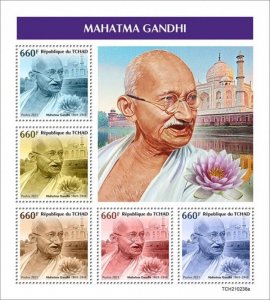 Chad - 2021 Indian Leader Mahatma Gandhi - 5 Stamp Sheet - TCH210236a