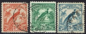 NEW GUINEA 1932 UNDATED BIRD 2D 2½D AND 3D USED