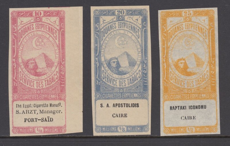 Egypt Feltus 222,225,236,238 MNH. 1894-97 large Cigarette Tax stamps,  fresh, VF. | Middle East