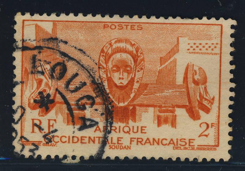 A.O.F. / SENEGAL - 1953 - CAD LOUGA / SENEGAL SUR Yv. 33 2fr ORANGE BAMAKO 