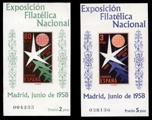 Spain #877a-878a Cat$45, 1958 Philatelic Exhibition in Brussels, set of two i...