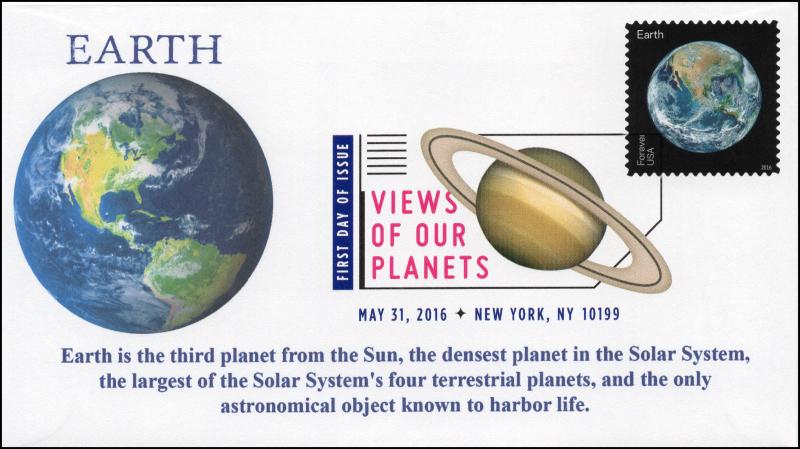 2016, Views of our Planets, Earth, Digital Color Postmark, FDC, 16-223